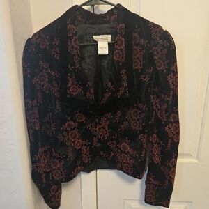 Scott McClintock Black Velvet Blazer with Burgundy Floral